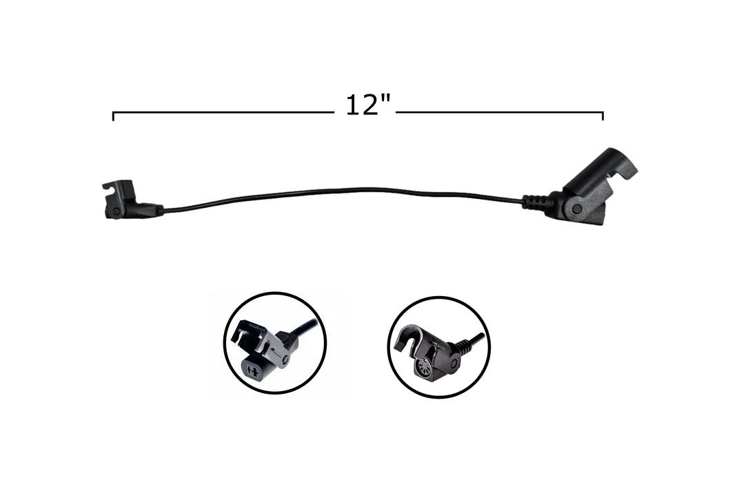 A black 12-inch long straight cable with one end being a 5-pin female connector and the other end a 2-pin female connector.