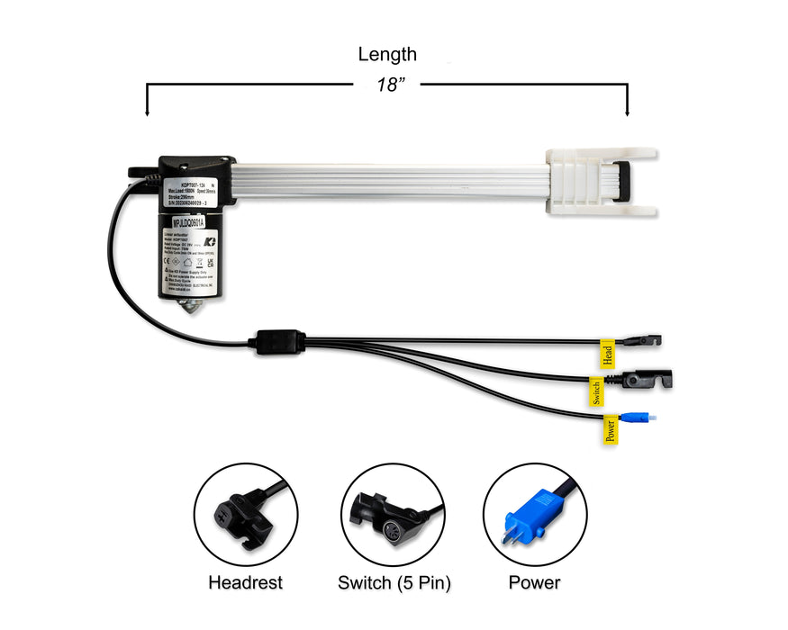 KAIDI - Moteur de remplacement modèle KDPT007-124 Actionneur linéaire pour canapé, fauteuil inclinable, fauteuil élévateur, canapé, massage, siège, lit