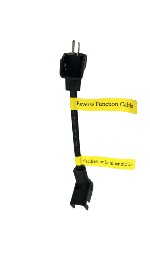 Black cable with yellow labels on a white background