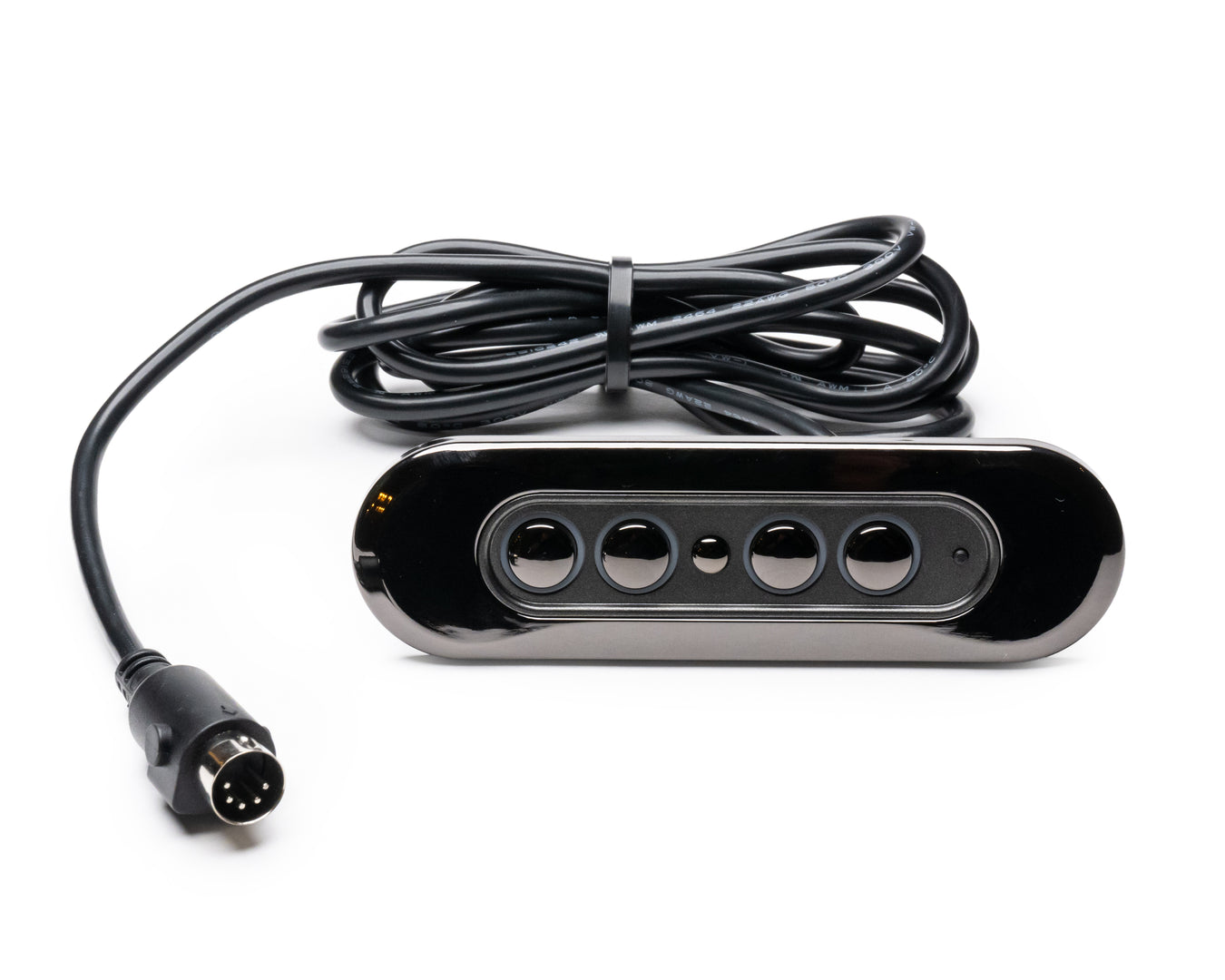 Black recliner switch with cable on a white background.