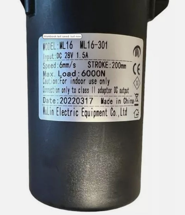 Mulin Electric - Motor Replacement Model ML16-301 Linear Actuator for Sofa, Recliner, Lift Chair, Couch, Massage, Seat, Bed Same as KDFSJ-403-6