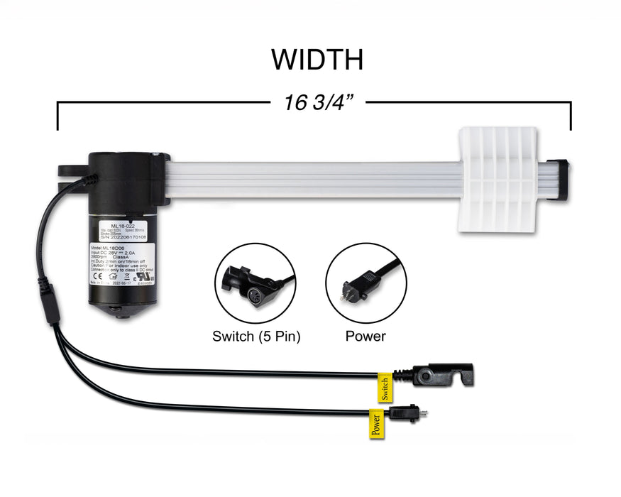 MULIN ELECTRIC - Motor Replacement Model: ML18-022 Linear Actuator for Sofa, Recliner, Lift Chair, Couch, Massage, Seat, Bed