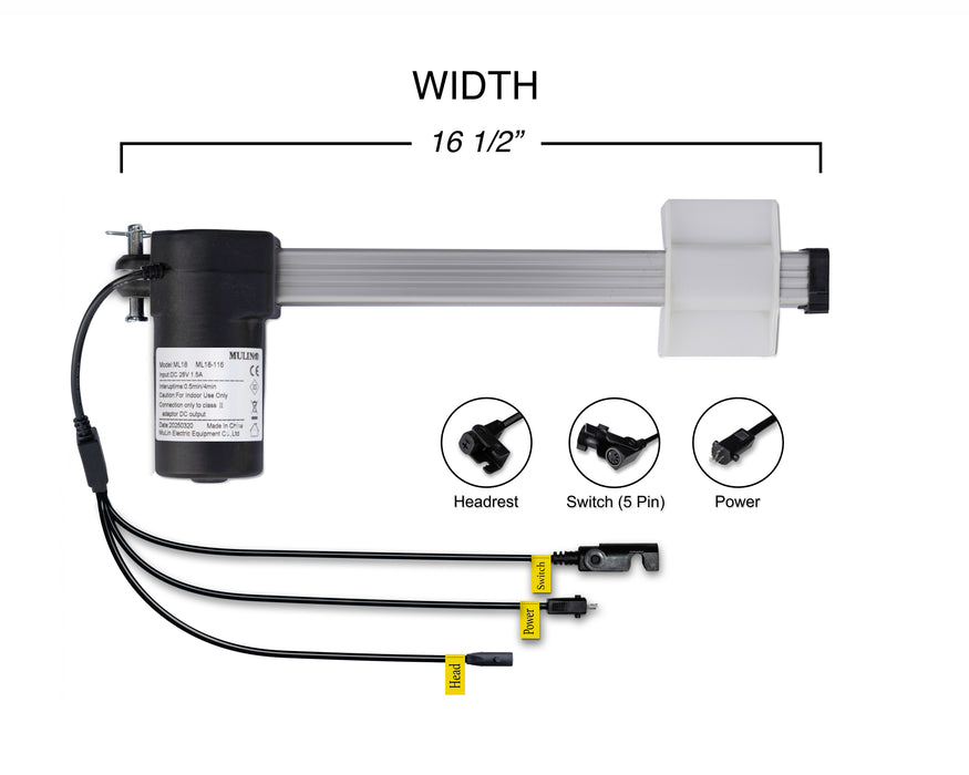 MULIN ELECTRIC - Motor Replacement Model: ML18-116 Linear Actuator for Sofa, Recliner, Lift Chair, Couch, Massage, Seat, Bed Same as ML8-206A