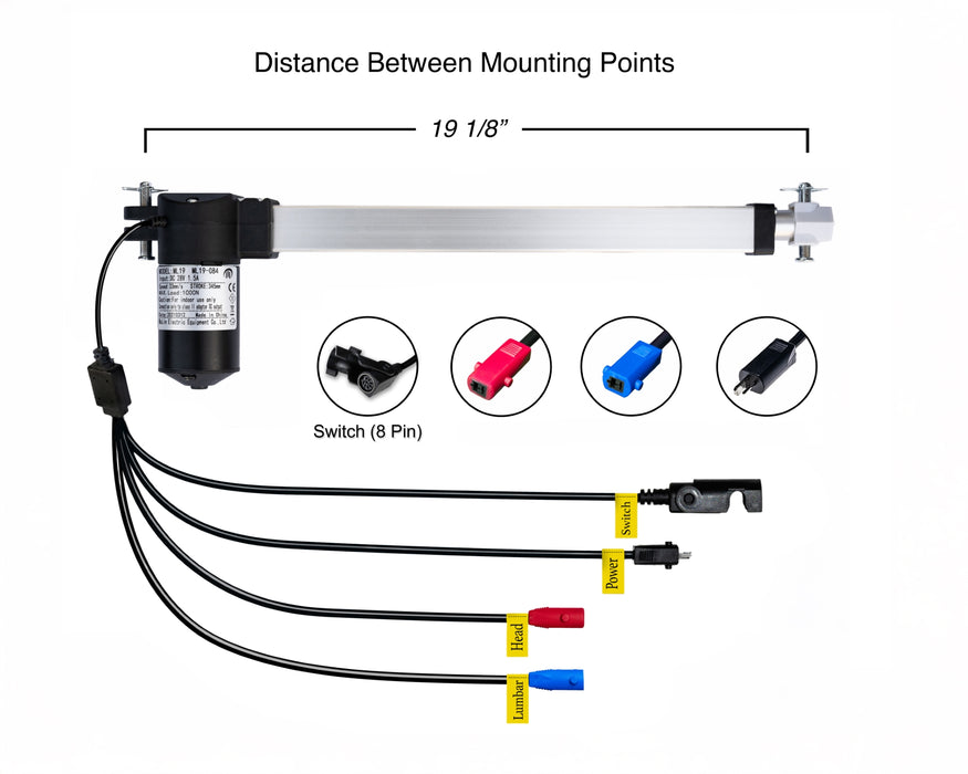 MULIN ELECTRIC - Motor Replacement Model: ML19-084 Linear Actuator for Sofa, Recliner, Lift Chair, Couch, Massage, Seat, Bed