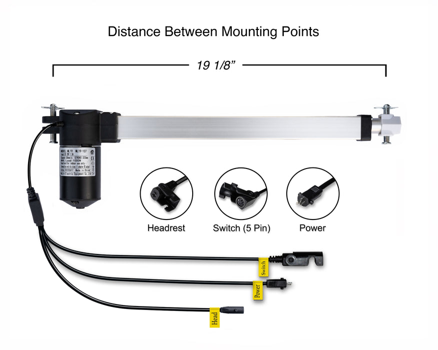 MULIN ELECTRIC - Motor Replacement Model: ML19-107 Linear Actuator for Sofa, Recliner, Lift Chair, Couch, Massage, Seat, Bed