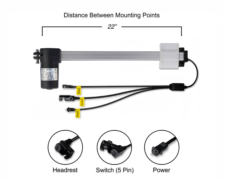 MULIN ELECTRIC - Motor Replacement Model: ML8-205 Linear Actuator for Sofa, Recliner, Lift Chair, Couch, Massage, Seat, Bed