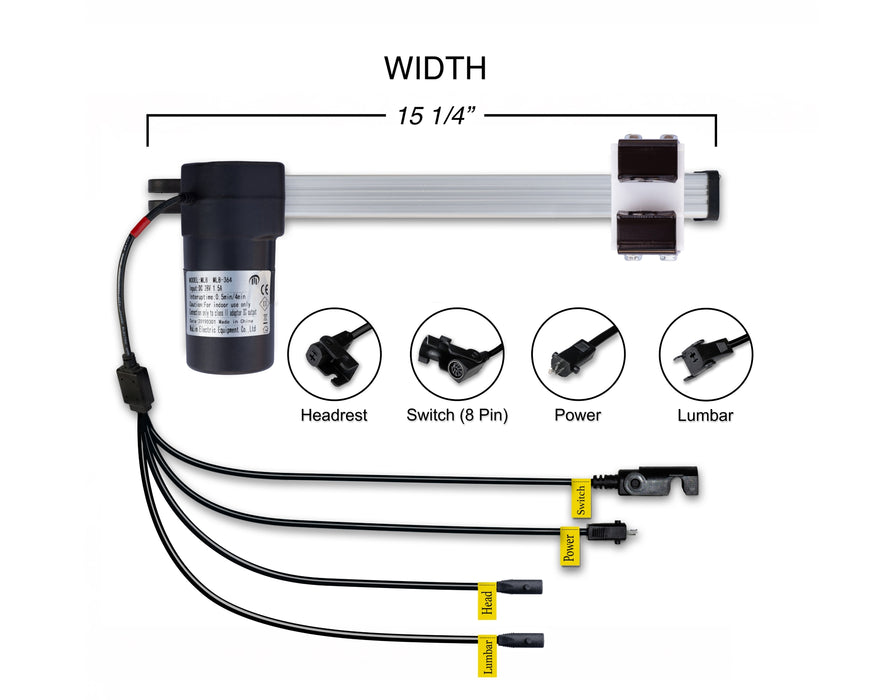 MULIN ELECTRIC - Motor Replacement Model: ML8-364 Linear Actuator for Sofa, Recliner, Lift Chair, Couch, Massage, Seat, Bed