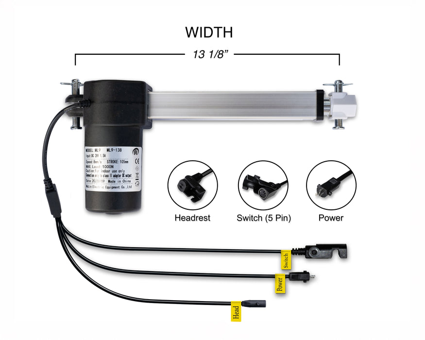 MULIN ELECTRIC - Motor Replacement Model: ML9-138 Linear Actuator for Sofa, Recliner, Lift Chair, Couch, Massage, Seat, Bed