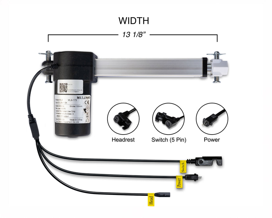 MULIN ELECTRIC - Motor Replacement Model: ML9-173 Linear Actuator for Sofa, Recliner, Lift Chair, Couch, Massage, Seat, Bed