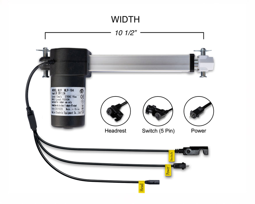 MULIN ELECTRIC - Motor Replacement Model: ML9-184 Linear Actuator for Sofa, Recliner, Lift Chair, Couch, Massage, Seat, Bed