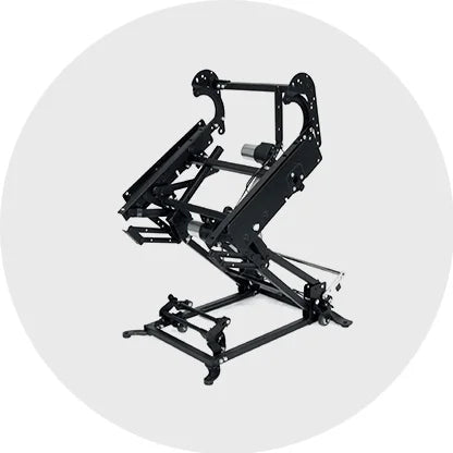 Black recliner metal frame on a white background
