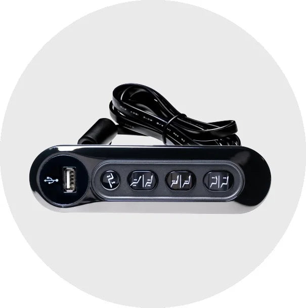 Control panel / Switch  with USB port and 4 buttons on a white background