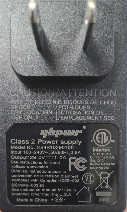 YHPWR Transformer Model: K24R10290100 Power Supply (DC, 29V, 1A) for electric sofa, recliner, lift chair, bed